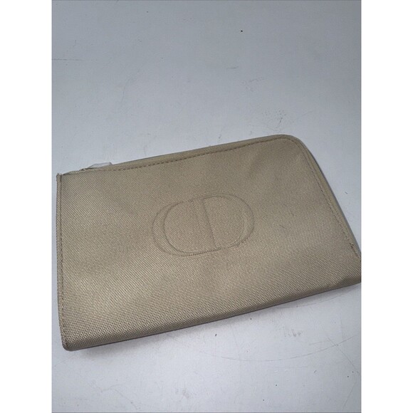 Brand New Christian Dior Small Beige Logo Makeup Beauty Bag 8x5.7 - Picture 7 of 7